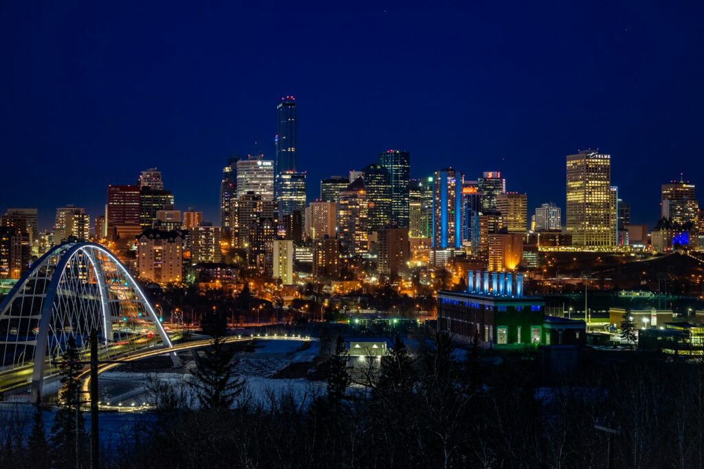 Edmonton skyline during night time
